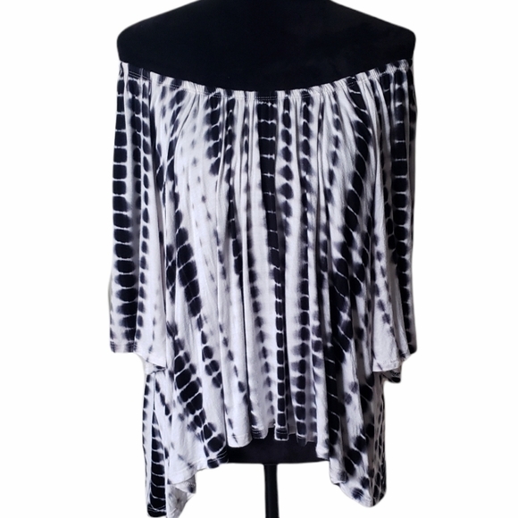 Jondie Tie Dye Hi-Lo Off Shoulder Top - Picture 1 of 6